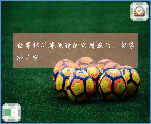 世界杯买球竞猜的实用技巧，你掌握了吗